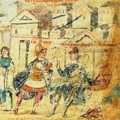 Les Troyennes portent un peplos à Athéna. Hector se rend auprès de Pâris et d'Hélène (Iliade ambrosienne, ch6)