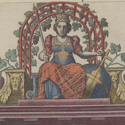 Frontispiece to Theatrum orbis terrarum by Ortelius, ed. Antwerp, Plantin, 1579