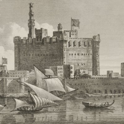 The port of Alexandria seen from the sea (A picturesque journey through Syria...) - L. F. Cassas