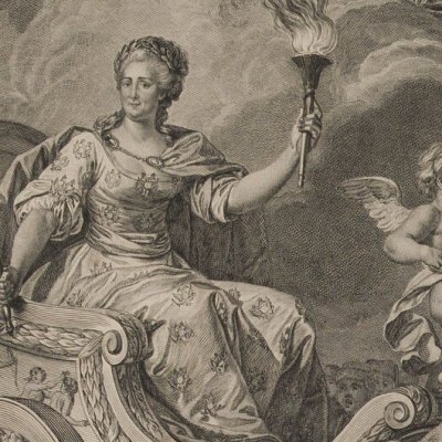 Catherine II voyageant dans ses États - Avril d'après de Meys