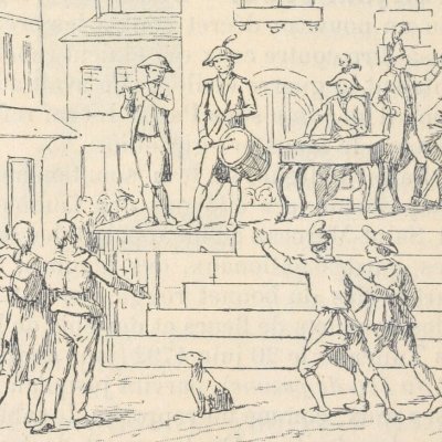La patrie en danger. Scène d'enrôlement volontaire (Aulard et Debidour, 1902)