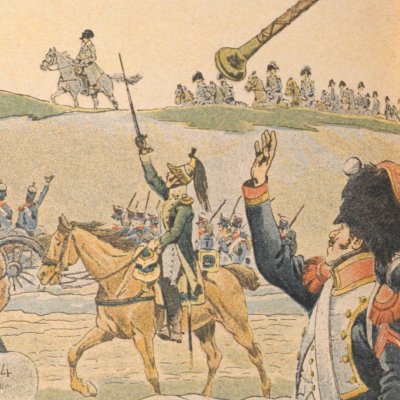 Après Wagram les Poilus défilent devant Napoléon (La Cantinière, 1898) - Job