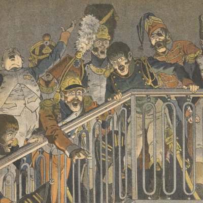 Retour de Napoléon au milieu de ses anciens fidèles, qui l'ont trahi (La Cantinière, 1898) - Job