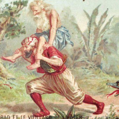 Simbad et le vieillard (Chromos Chocolat du Planteur)