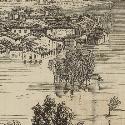 Inondation de la ville de San-Stefano en Toscane (L'Illustration : journal universel, 4 août 1855) - A. Rouargue d'après Alinari
