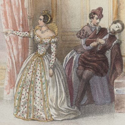 Marguerite comes between the injured La Môle and Coconnas (La reine Margot, act I, 2nd tableau, sc. 9) - Lacauchie