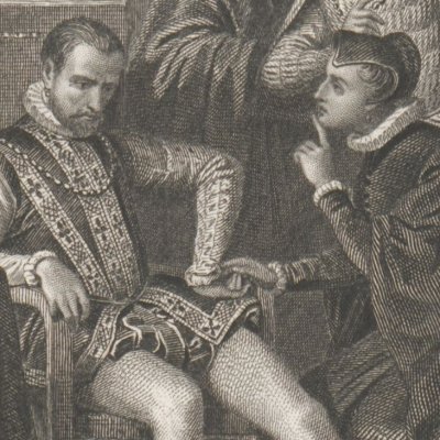 Catherine de Médicis arrachant à Charles IX l'ordre de la St Barthelemy (Anquetil, Histoire de France, t3-1) - Philippoteaux
