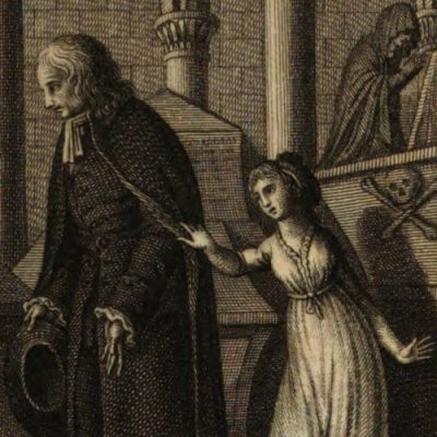 Godfried Haustein devant la tombe d'Alexovina Dusseldorf (Le Fratricide, t1, Ancelle, An 7) - Bovinet d'après Binet