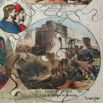 Histoire de France en 3 planches de puzzles, 1ère planche - A. Lion