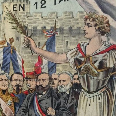 France blessing its heroes through the centuries (Historical Lotto, Saussine ed., 1907)