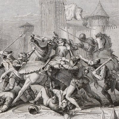 Joan of Arc defeated by the English (Lahure, Popular History of France, t2, p. 15)