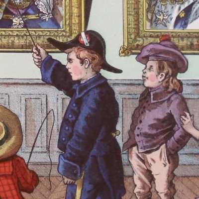 Couvercle du jeu magnétique « Le petit professeur d'histoire » (Paris, Saussine, 1900)