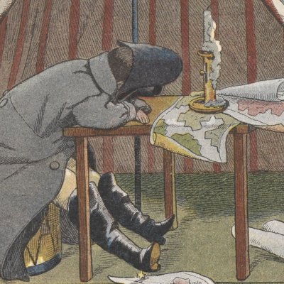 Napoléon, après une nuit passée à concevoir le plan de la bataille d'Austerlitz (Montorgueil, Jouons à l'Histoire !) - Job