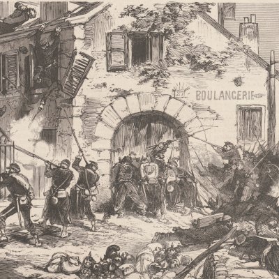 Le siège de Paris. - Épisode de l'affaire du Bourget. - Les Prussiens délogés d'une Boulangerie (Le Monde illustré, 12 novembre 1870) - Daniel Vierge