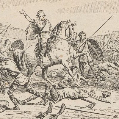 Clovis à Tolbiac jure de se faire chrétien (Augé, Histoire de France en images)