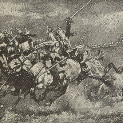 La charge des cuirassiers à Rezonville (A. Baudrillart, Histoire de France. Cours élémentaire, Bloud et Gay, 1917)
