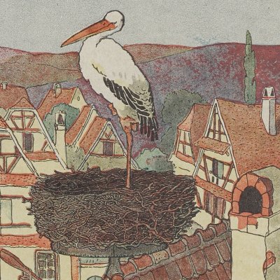 In spring, the village welcomes the mother stork (Hansi, Mon village)