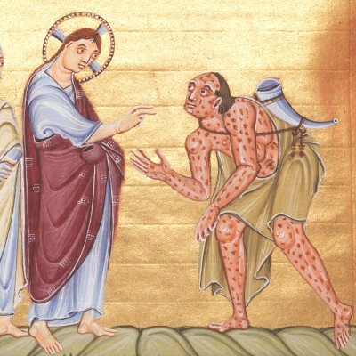 Healing of a leper (Evangelium of Otto III, BSB Clm 4453, F97v)
