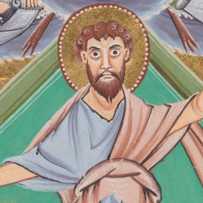 Saint Jean inspiré par les prophètes (Évangéliaire d'Othon III, BSB Clm 4453, F206v)