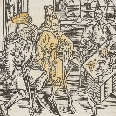De avarorum vesania (J. Bade d'après J. Locher et S. Brant, Navis Stultifera, Paris, 1505, f4v)