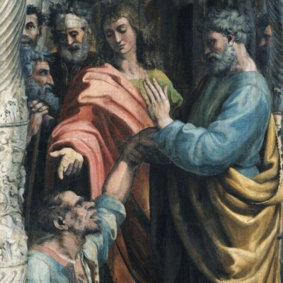 Saint Pierre guérit le paralytique (cartons de la Tenture du Nouveau Testament) - Raphaël