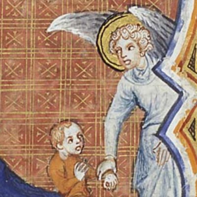 Tobie et l'ange Raphaël prennent congé de Tobit (Bible historiale de Petrus Comestor, F248r) - Jean Bondol