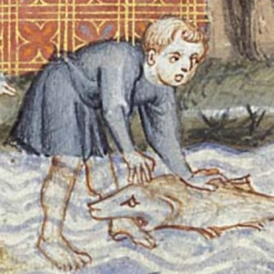 Tobie pêche un gros poisson (Bible historiale de Petrus Comestor, F249r) - Jean Bondol