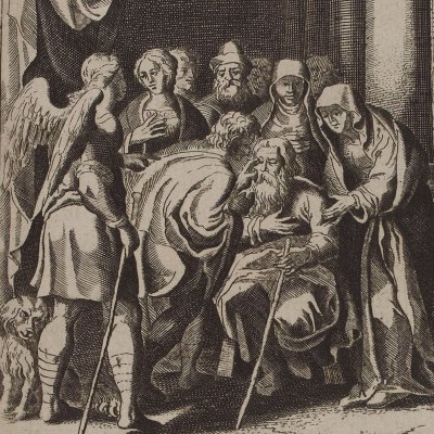 Tobit recouvre la vue (Histoire du vieux et du nouveau testament, 1671, p287)
