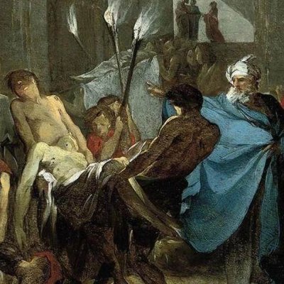Tobit enterre ses compatriotes morts au mépris des ordres de Sennachérib - L. J. Le Lorrain