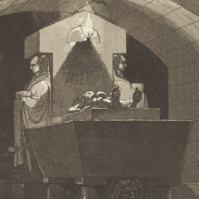 Sarcophage avec un cadavre nu - Louis-Jean Desprez