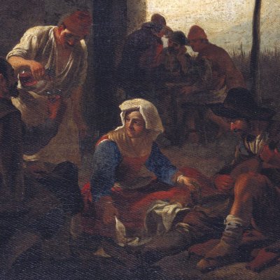 Paysans italiens devant une taverne - Jan Miel