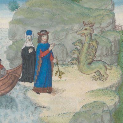 Énée et la sibylle aux Enfers (Virgile, Énéide 6, Gand BHSL.HS.9020, f155v)