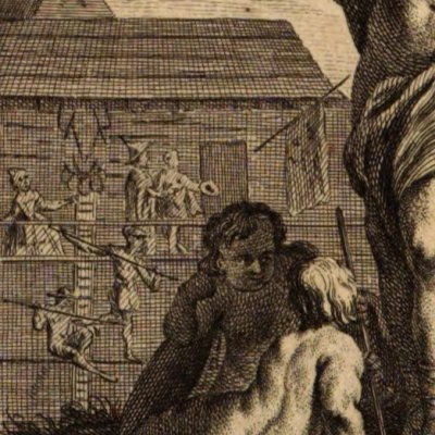 Momus montrant les loges, les parades et les jeux de la Foire (Parfaict, Mémoires pour servir à l'histoire des spectacles de La Foire, 1743) - De Sève