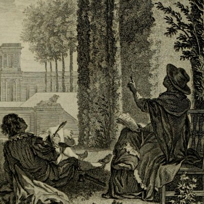 Gil Blas et le duc de Lerme observent deux pies (Lesage, Œuvres choisies, 1810, t3) - Marillier
