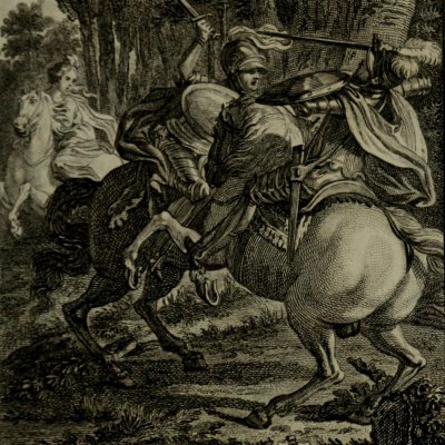Combat de Roland et de Renaud devant Angélique (Lesage, Œuvres choisies, 1810, t9, Roland l'amoureux) - Marillier