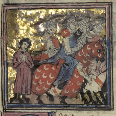 Loth capturé par les 4 rois (Le romant des Fables Ovide le Grant, Ms-5069 réserve, F3r)