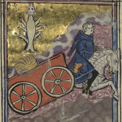 Phaéton perd le contrôle du char du Soleil (Le romant des Fables Ovide le Grant, Ms-5069 réserve, F10r)