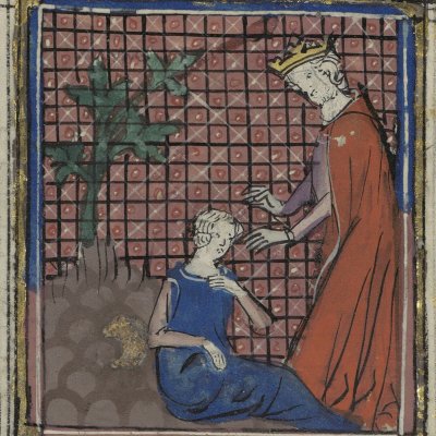 Jupiter séduit Callisto (Le romant des Fables Ovide le Grant, Ms-5069 réserve, F14v)