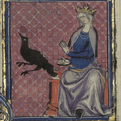 La corneille changée par Minerve en oiseau noir (Le romant des Fables Ovide le Grant, Ms-5069 réserve, F17v)