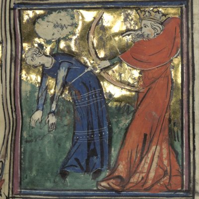 Phébus tue Coronis (Le romant des Fables Ovide le Grant, Ms-5069 réserve, F18r)