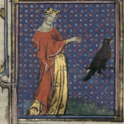 Le corbeau blanc changé par Phébus en oiseau noir (Le romant des Fables Ovide le Grant, Ms-5069 réserve, F18v)