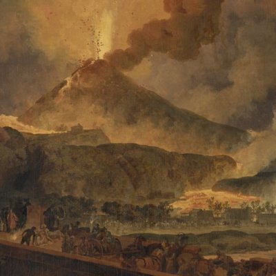 Éruption du Vésuve et vue de Portici - Volaire