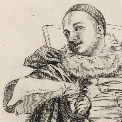 Crispin ? (Figures of various characters, landscapes, studies drawn after nature by Antoine Watteau, no. 57)