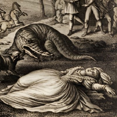 Un crocodile attaque Delphina (Delphina, t2, Le Prieur, An VI) - Bovinet d'après Binet