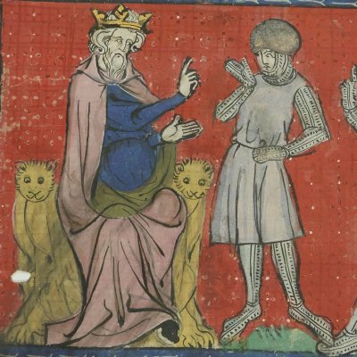 Pélias convoque Jason pour la quête de la toison d'or (Roman de Troie, Bnf Français 60, f44v)