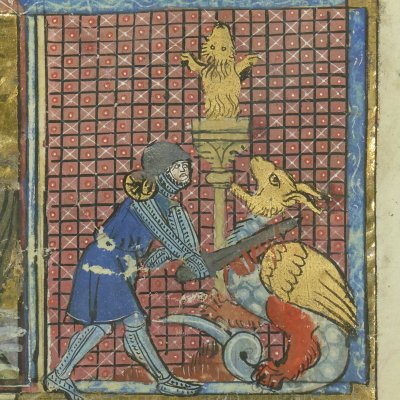 Jason à Colchos. Conquête de la Toison (Roman de Troie, Bnf Français 60, f49v)