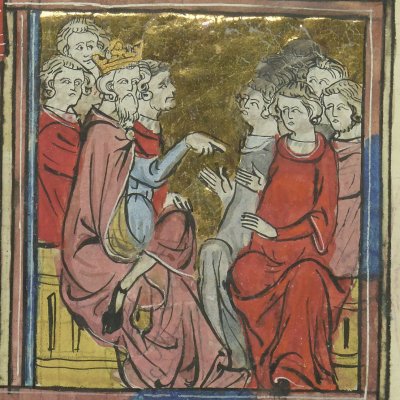 Reconstruction de Troie. Priam tient conseil (Roman de Troie, Bnf Français 60, f54r)