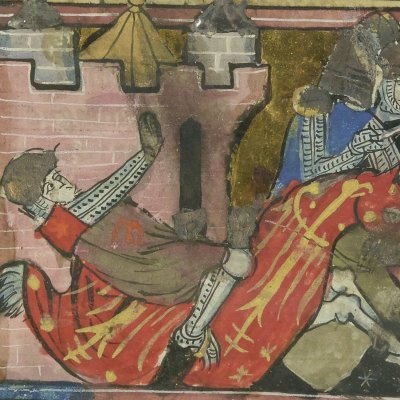 16e bataille : Achille refuse le combat par amour pour Polyxène (Roman de Troie, Bnf Français 60, f107r)