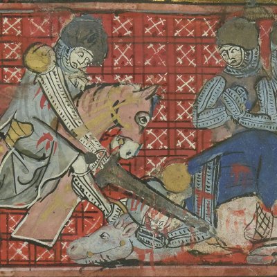 La mort de Pâris (Roman de Troie, Bnf Français 60, f119v)