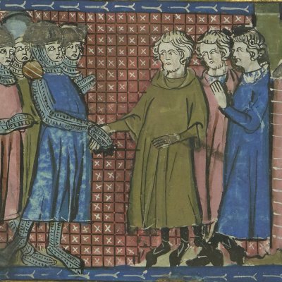 Traité de paix entre Grecs et Troyens (Roman de Troie, Bnf Français 60, f130r)